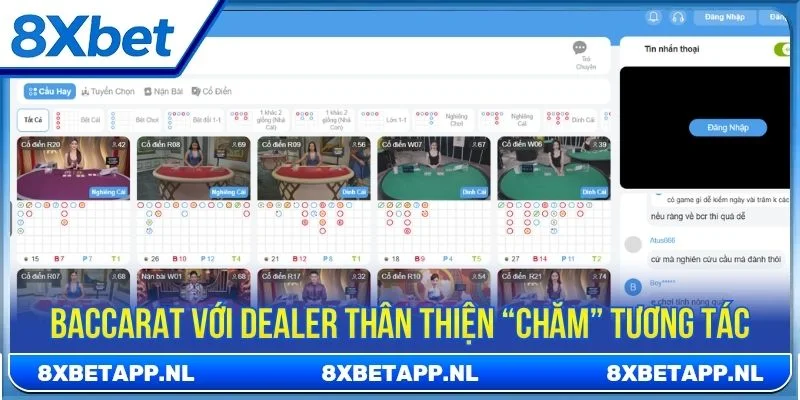 Sảnh baccarat với dealer thân thiện “chăm” tương tác với người chơi
