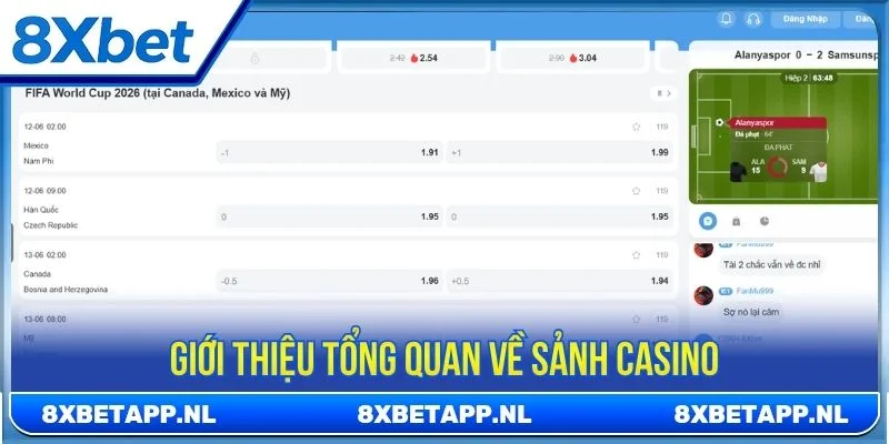 Giới thiệu tổng quan về sảnh casino tại nhà cái 8XBET