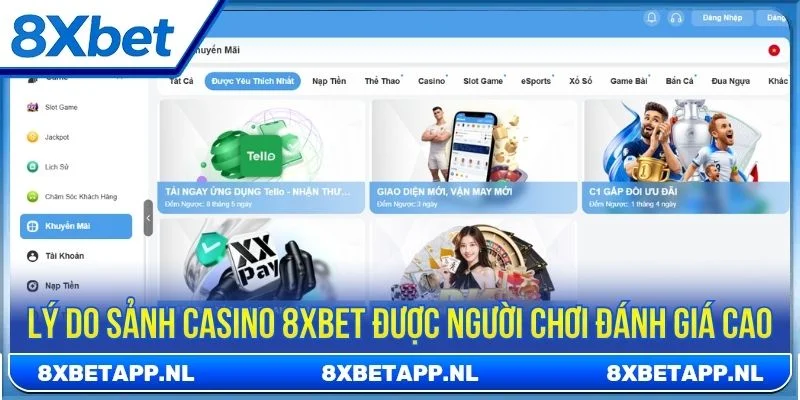 Một số lý do sảnh casino 8XBET được người chơi đánh giá cao