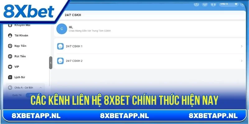8XBET cung cấp nhiều kênh liên hệ chính thức 
