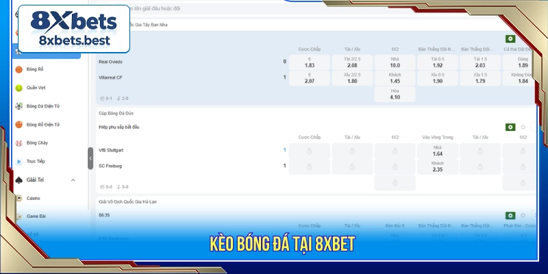 Người chơi có thể thỏa thích chọn kèo bóng đá tại 8XBET 