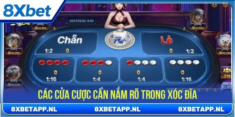 Các cửa cược cần nắm rõ trong xóc đĩa